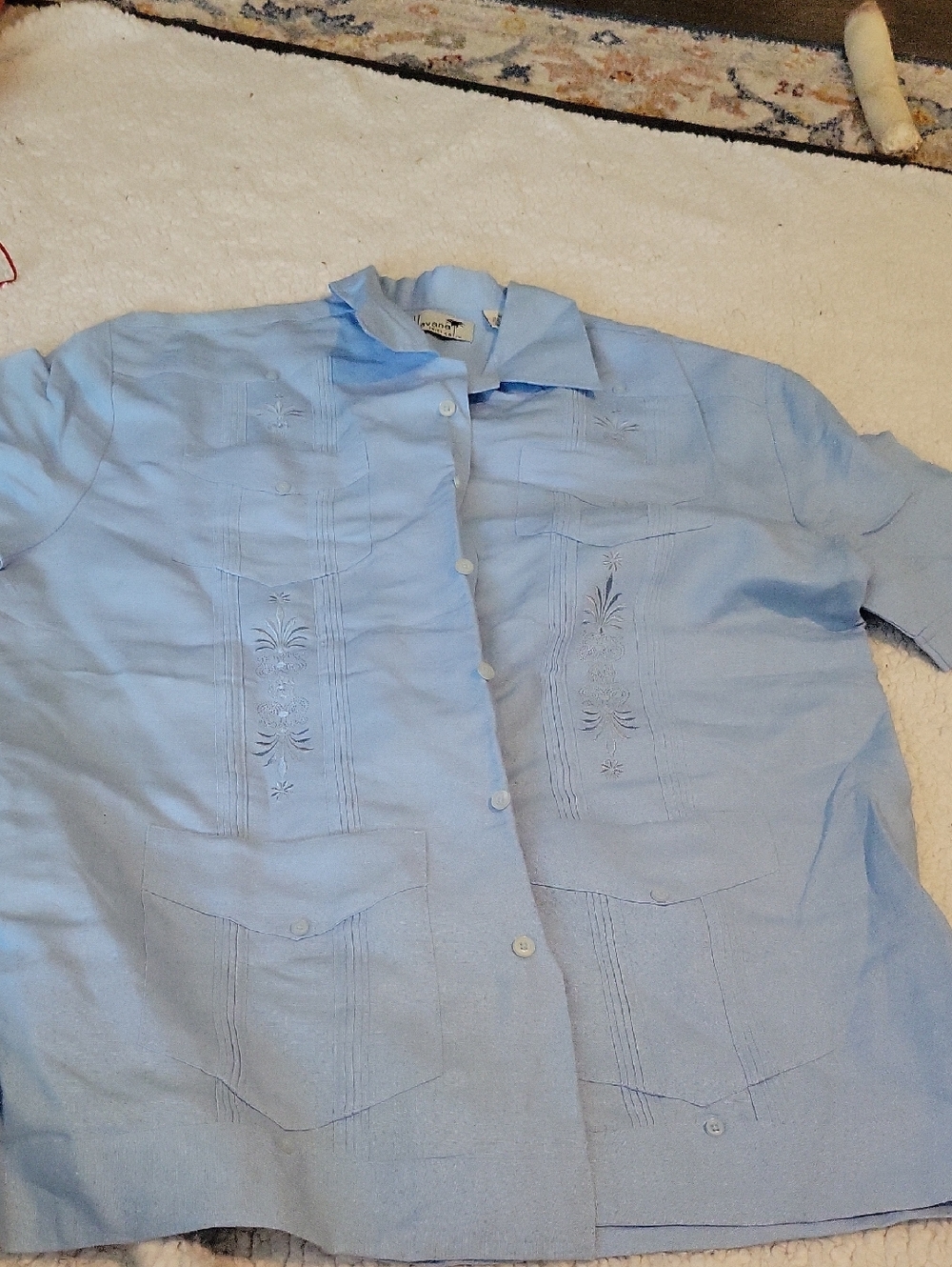 Light Blue Embroidered Men's Dress Shirt